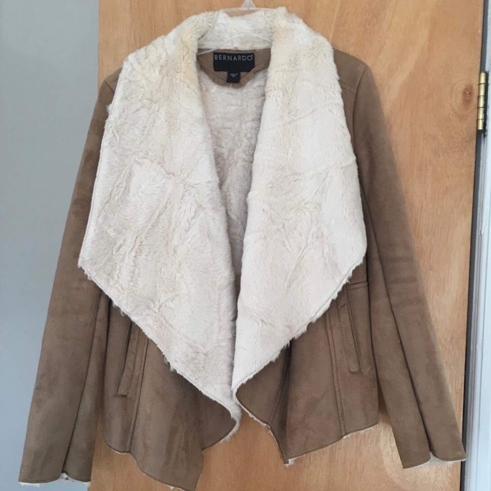 Bernardo Faux Shearling Open Coat Jacket XL